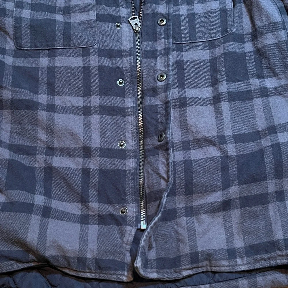 Levi's Quilted Shirt Jacket Mens Small Gray Plaid Shacket Flannel Coat Utility